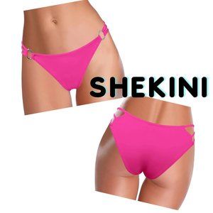 SHEKINI Strappy Low Rise Cutout Bikini Bottoms Hot Pink Size Medium